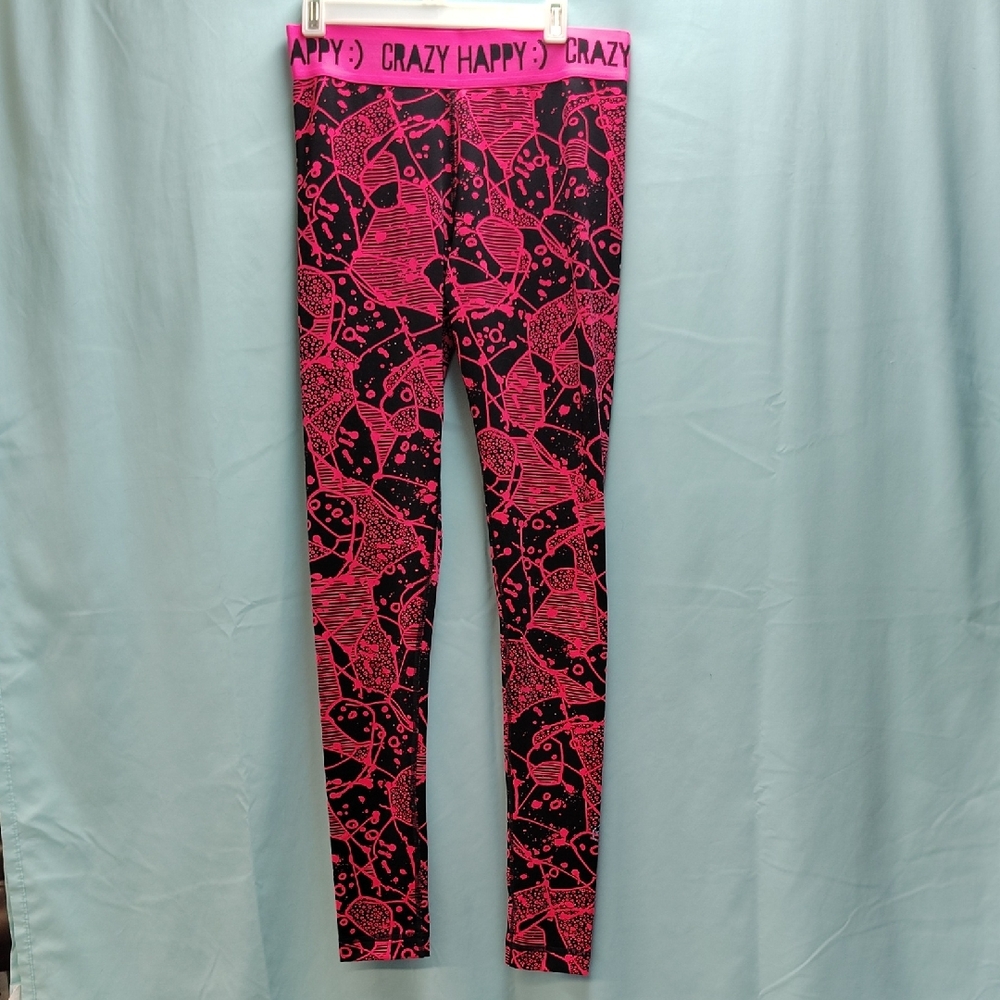 Zumba Fitness Pink and Black Leggings with Bold Pattern